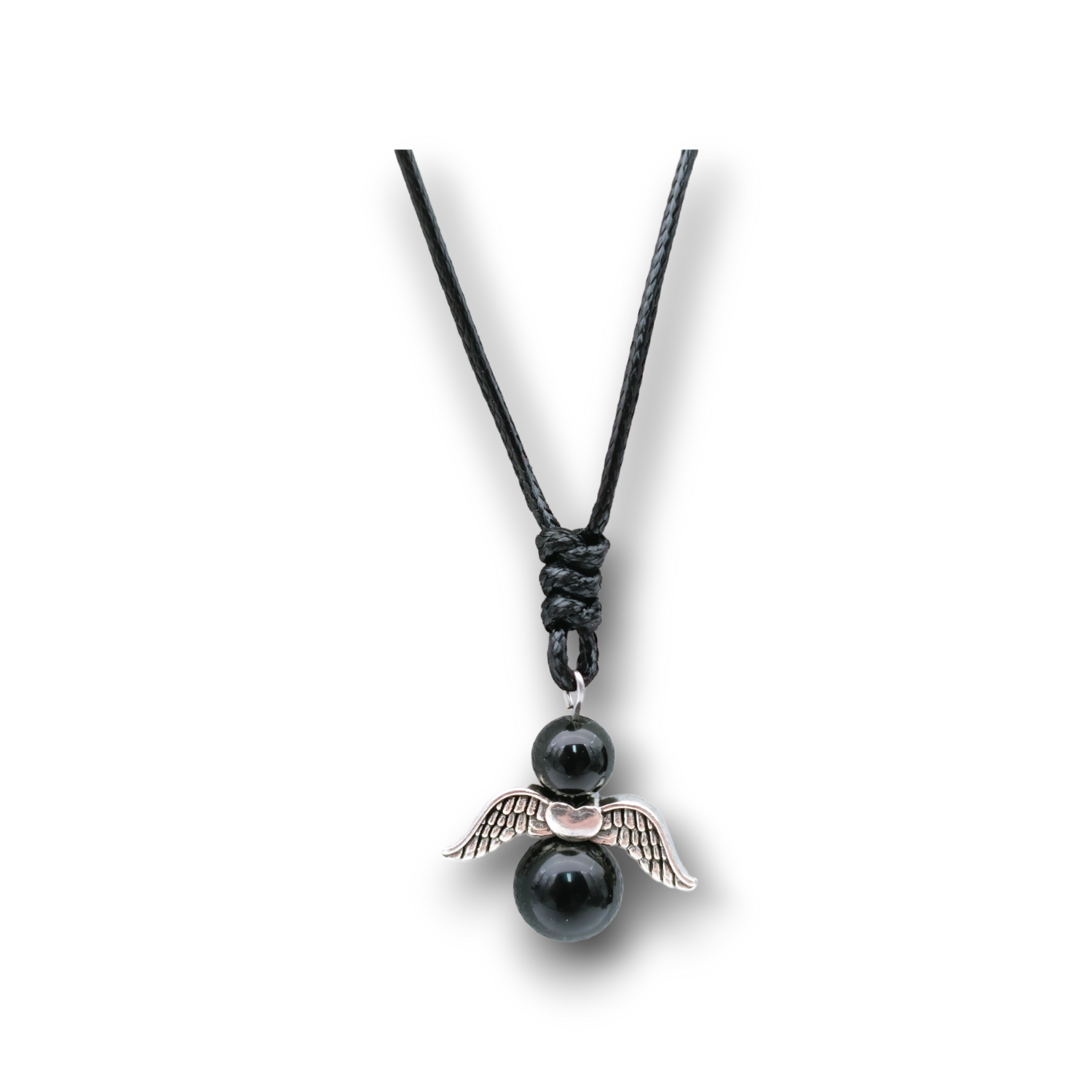 Collier Ange et perles d&#39;Obsidienne Œil céleste