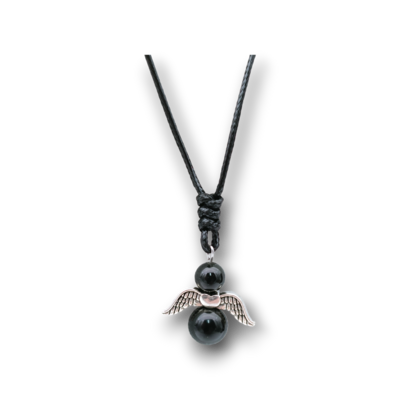 Collier Ange et perles d'Obsidienne Œil céleste