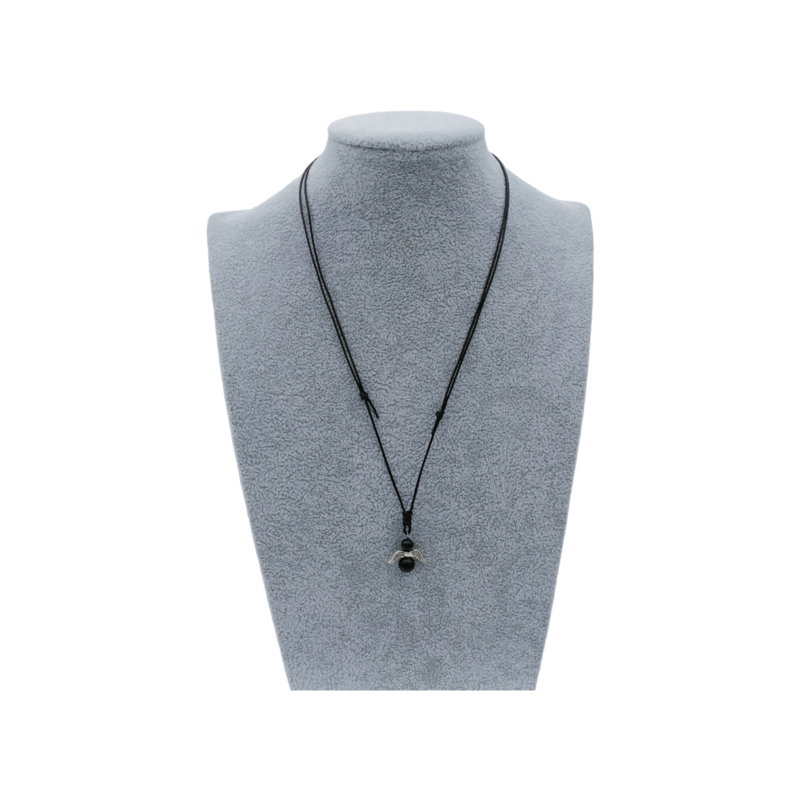 Collier Ange et perles d'Obsidienne Œil céleste