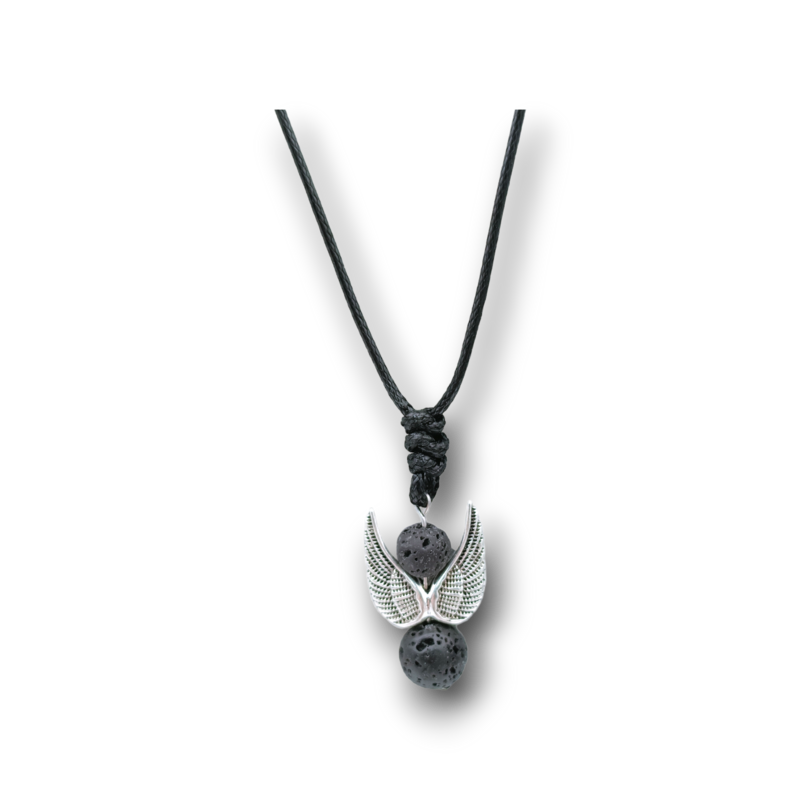 Collier Ange et perles de Pierre de lave
