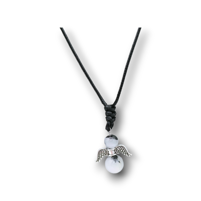 Collier Ange et perles de Quartz Tourmaline