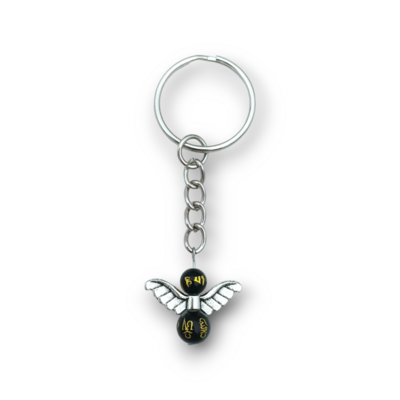 Porte-clés ange - Obsidienne noire sculptée Ôm Mani