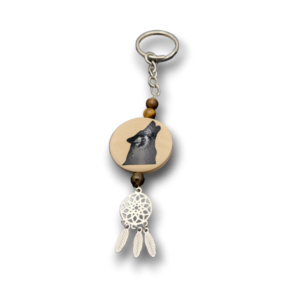 Porte-clés Loup hurlant personnalisable