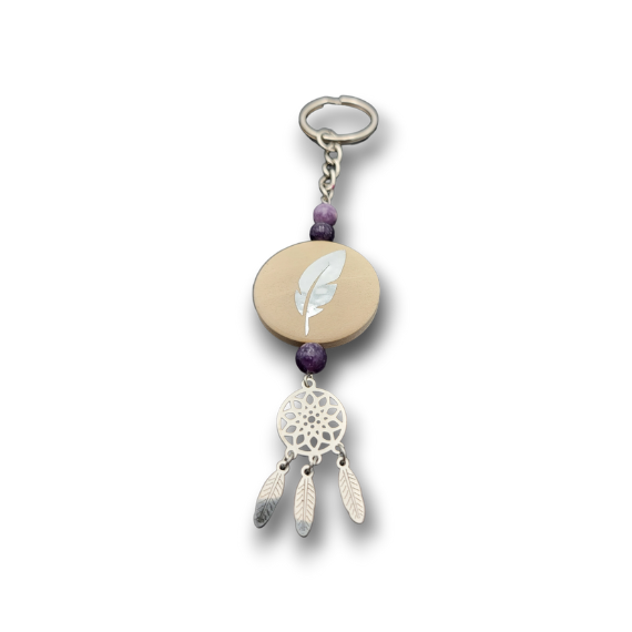 Porte-clés Plume et attrape-rêves personnalisable