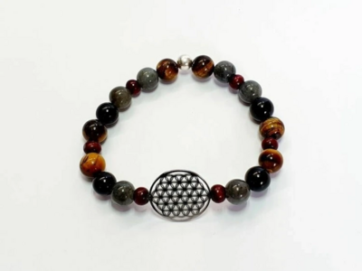 Bracelet tourmaline, œil de tigre et labradorite, 6 et 8 mm