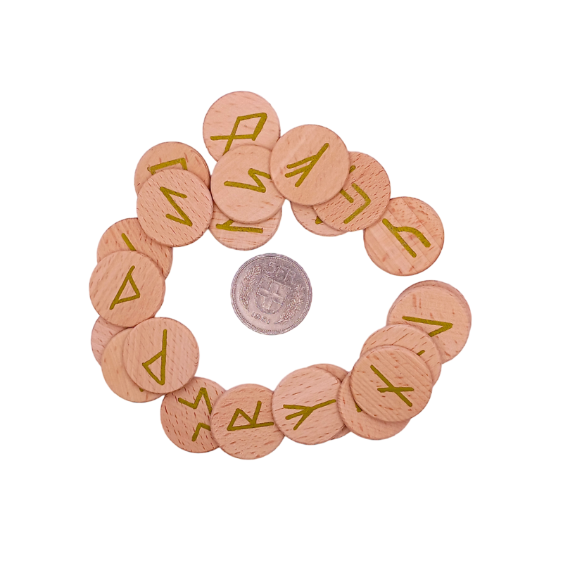 Set de runes Futhark sur rondelles de bois