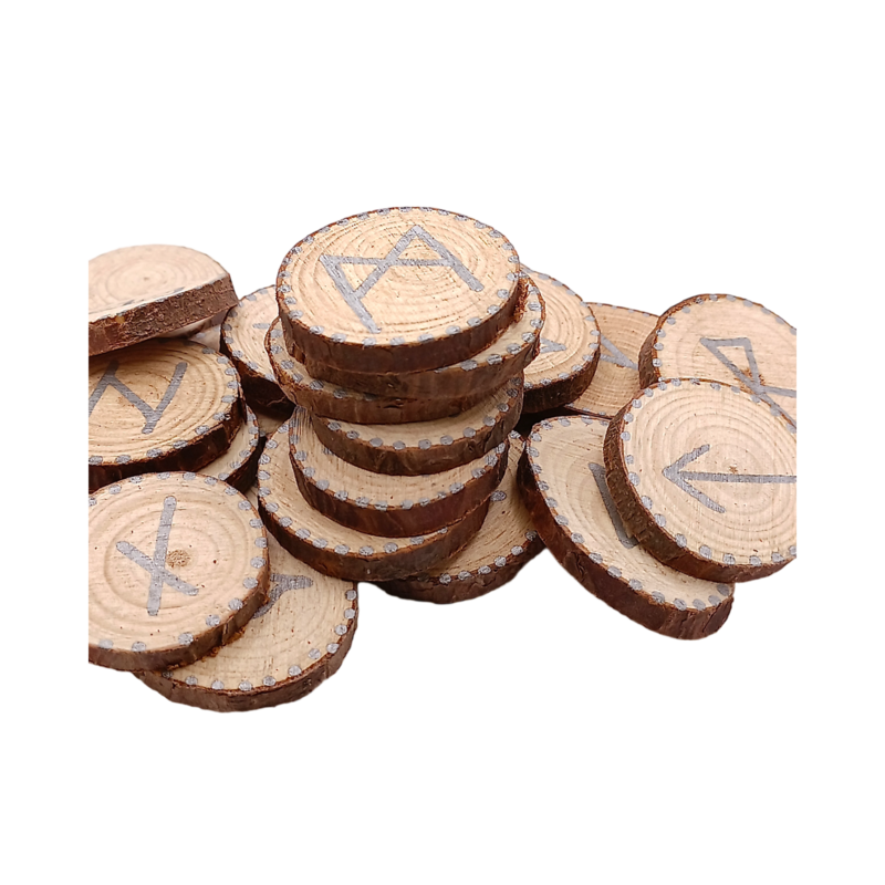 Set de runes Futhark sur rondelles de bois