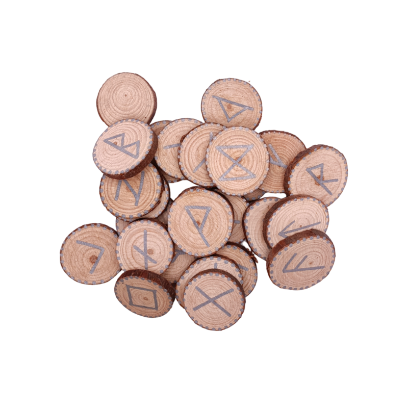 Set de runes Futhark sur rondelles de bois