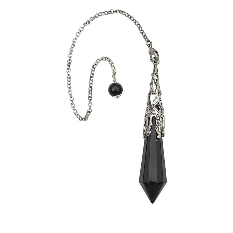 Pendule pointe en Obsidienne noire