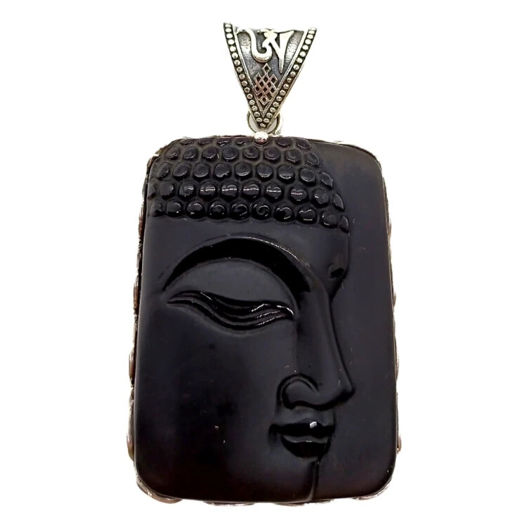 Pendentif Bouddha - Obsidienne noire