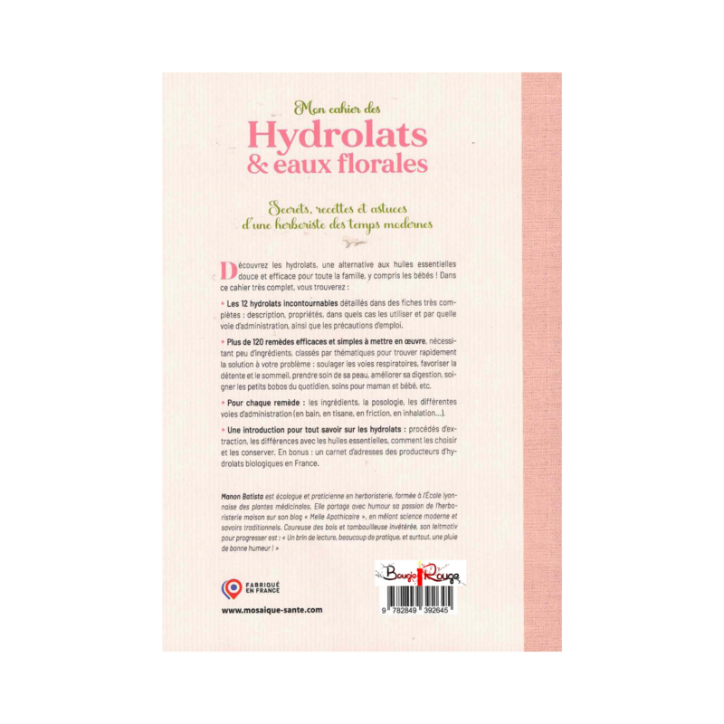 Mon cahier des hydrolats &amp; eaux florales