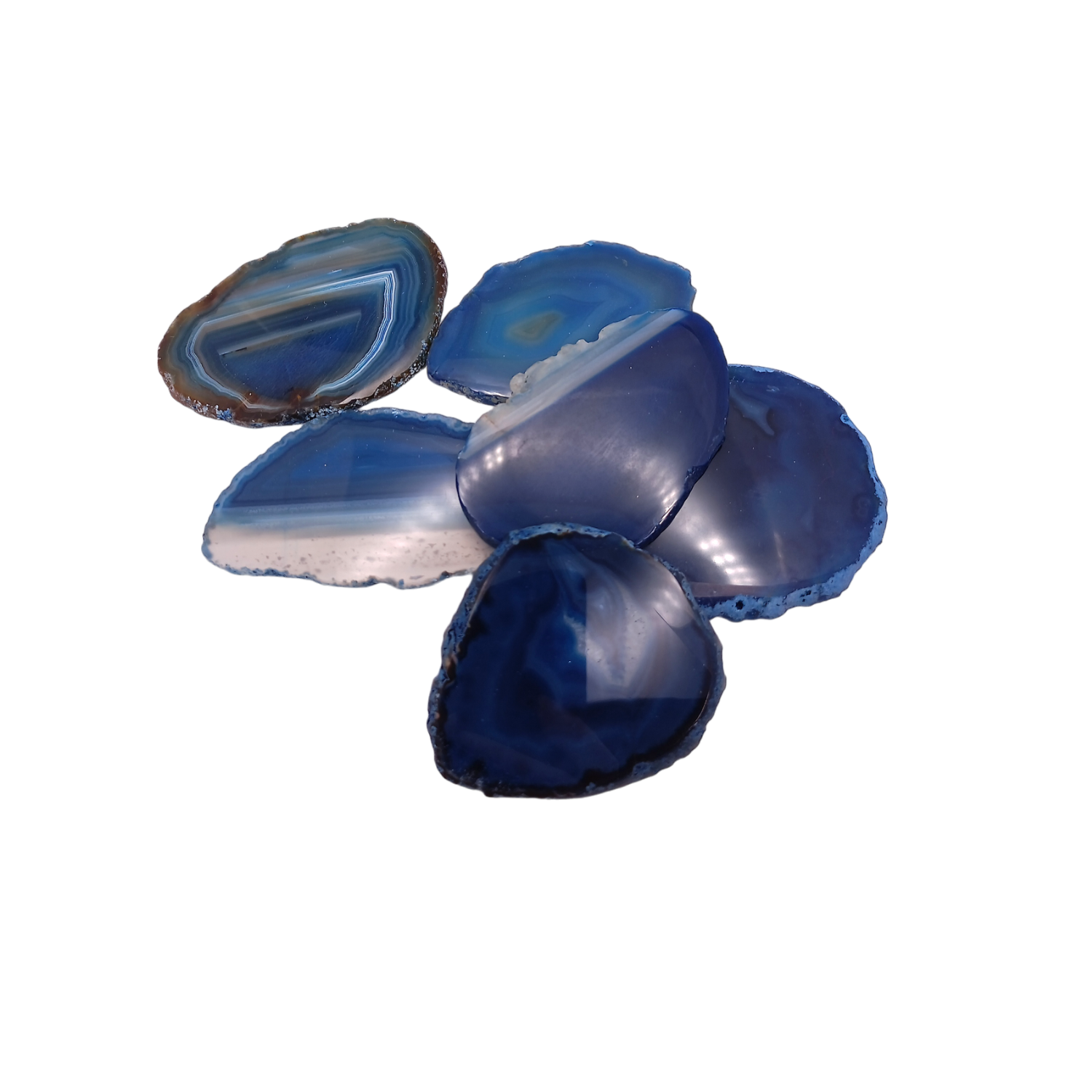 Tranche d&#39;Agate teintée bleue - 30 gr