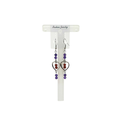 Boucle d&#39;oreille Améthyste et Jaspe rouge 4 mm
