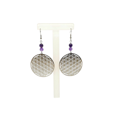 Boucle d&#39;oreille Améthyste facettée 6 mm