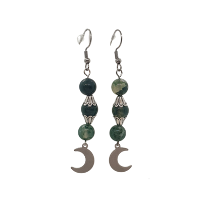 Boucles d&#39;Oreilles - Agate Mousse 8 mm