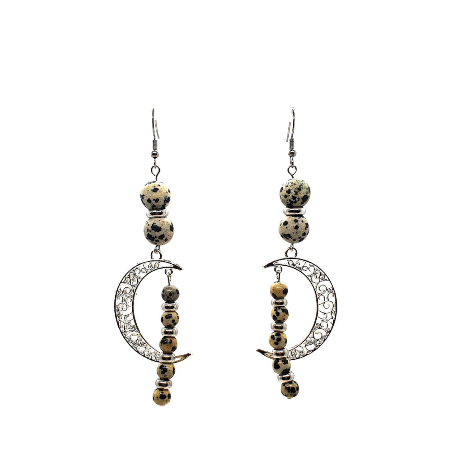 Boucles d&#39;Oreille - Jaspe dalmatien - 6 &amp; 10,5 mm