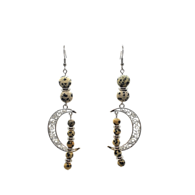 Boucles d&#39;Oreille - Jaspe dalmatien - 6 &amp; 10,5 mm