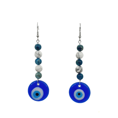 Boucles d&#39;Oreilles  Apatite, Howlite et œil turc- 8 mm