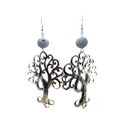 Boucles d&#39;Oreilles - Agate vaporisé argent - 14 mm