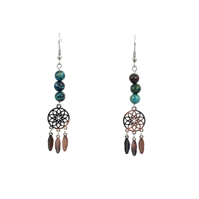 Boucles d&#39;Oreilles - Chrysocolle - 6 mm