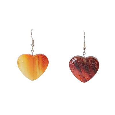 Boucles d&#39;Oreilles - Cornaline - cœur