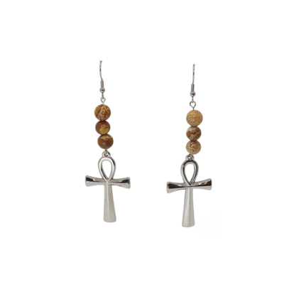 Boucles d&#39;Oreilles - Jaspe Paysage - 8 mm
