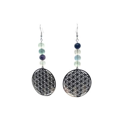 Boucles d&#39;Oreilles - Fluorite - 8 mm