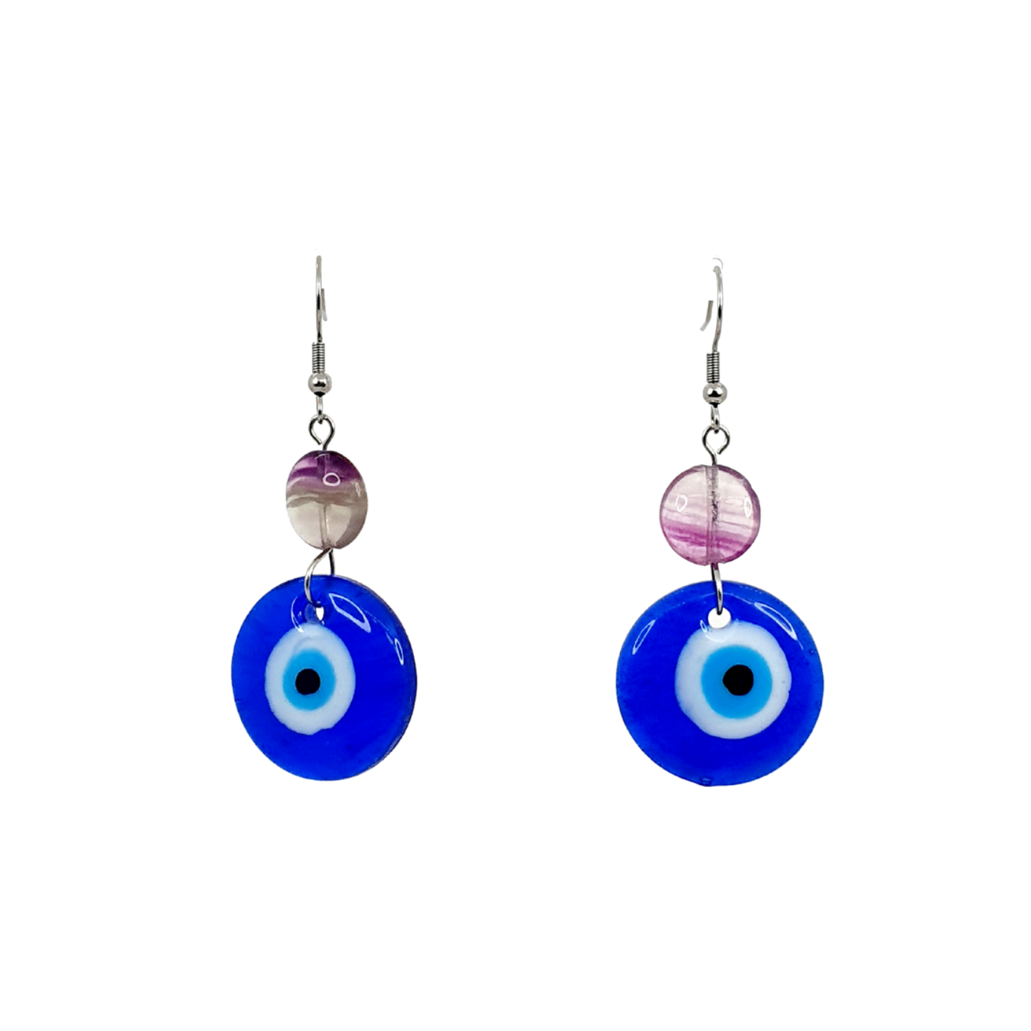 Boucles d&#39;Oreilles - Fluorite - disque 12 mm