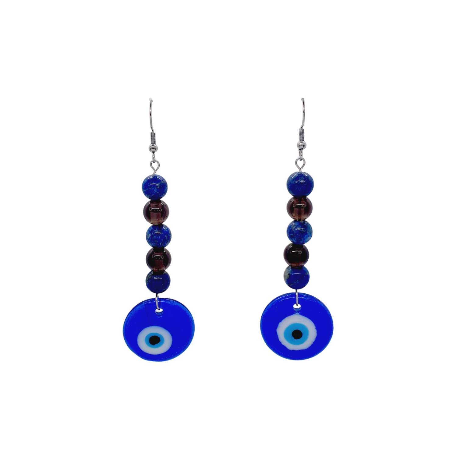 Boucles d&#39;Oreilles - Lapis Lazuli et Quartz Fumé - 8 mm