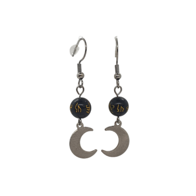 Boucles d&#39;Oreilles - Obsidienne sculptée Ôm - 8 mm