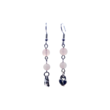 Boucles d&#39;Oreilles - Quartz Rose brillant et mat - 6 mm