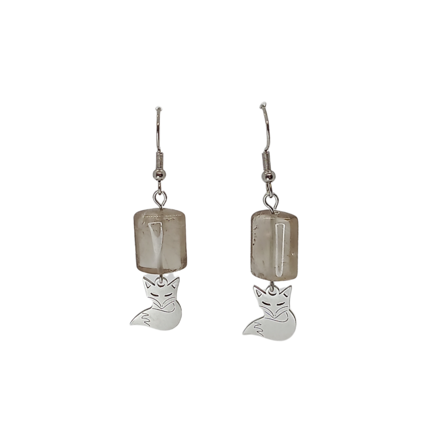 Boucles d&#39;Oreilles - Quartz Fumé - 10 x 15 mm