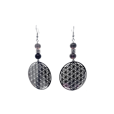 Boucles d&#39;Oreilles - Quartz fumé - 8 mm