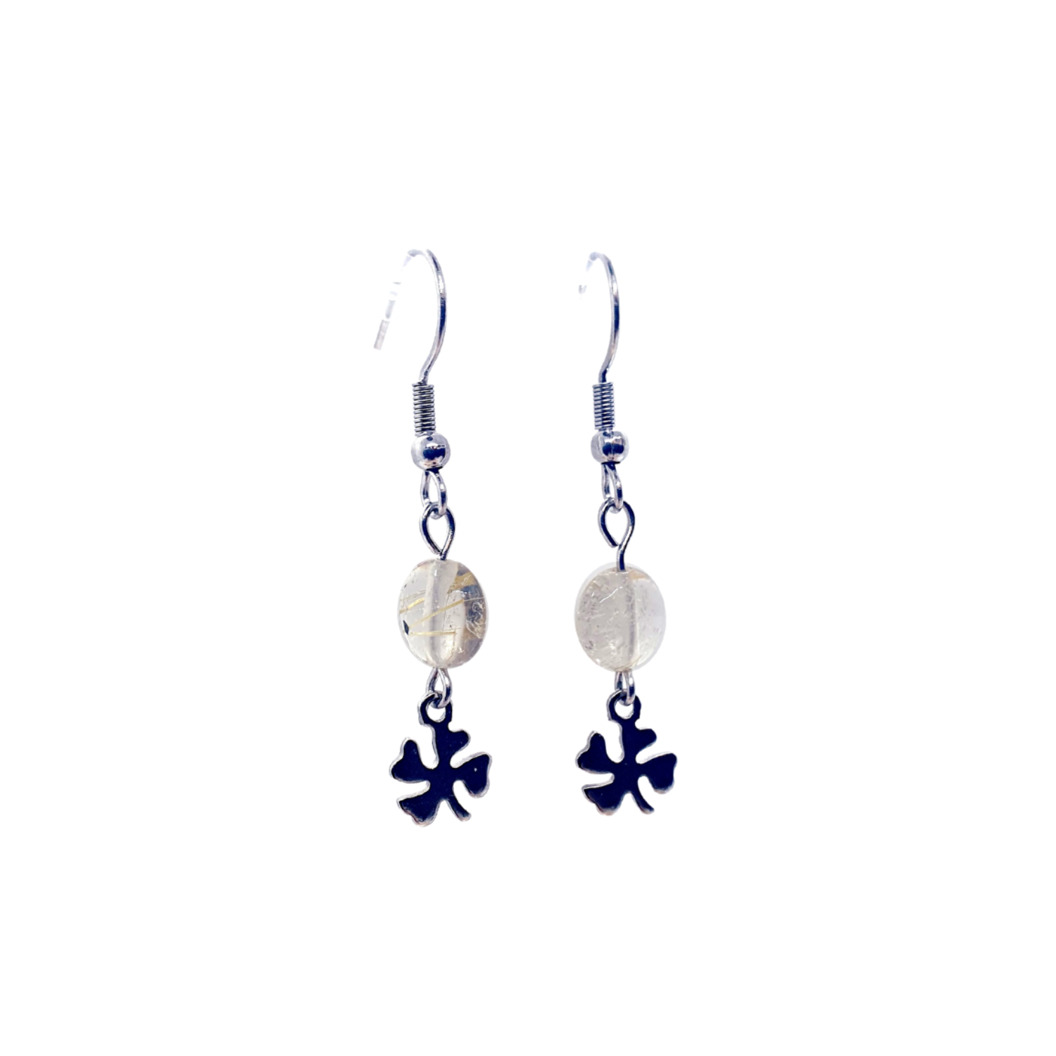 Boucles d&#39;Oreilles - Quartz Rutile - disque 8 mm