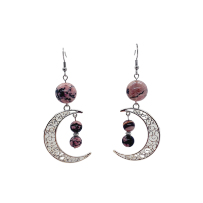 Boucles d&#39;Oreilles - Rhodonite - 8 et 14 mm