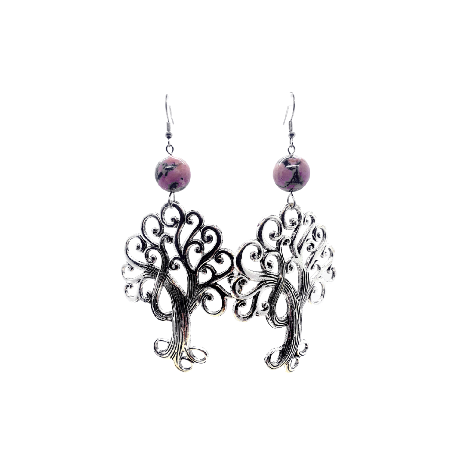 Boucles d&#39;Oreilles - Rhodonite - 14 mm