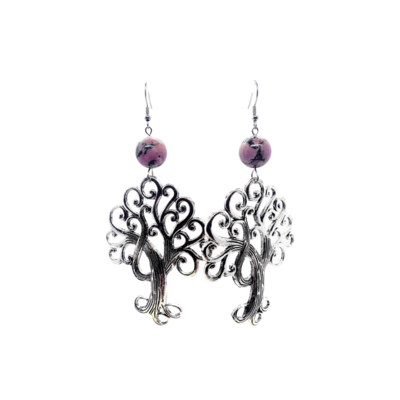 Boucles d&#39;Oreilles - Rhodonite - 14 mm