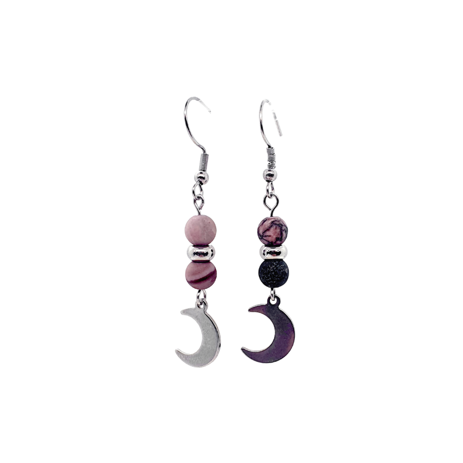 Boucles d&#39;Oreilles - Rhodonite mat - 6 mm