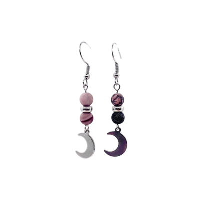 Boucles d&#39;Oreilles - Rhodonite mat - 6 mm