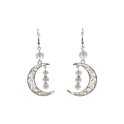 Boucles d&#39;Oreilles - cristal de roche Mat - 6 et 8 mm