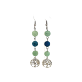 Boucles d&#39;Oreilles Apatite Bleue et Aventurine, 8mm mat