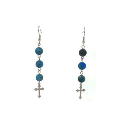 Boucles d&#39;Oreilles Apatite mat, 8 mm