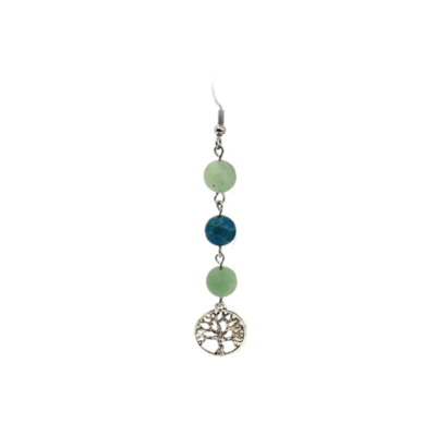 Boucles d'Oreilles Apatite Bleue et Aventurine, 8mm mat