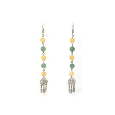 Boucles d&#39;Oreilles Aventurine et Calcite Jaune mat, 6 mm