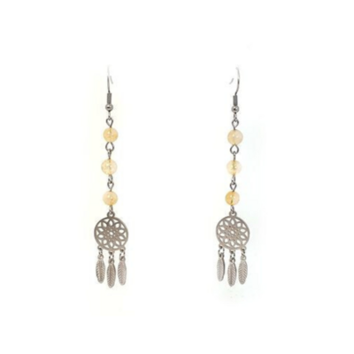 Boucles d&#39;Oreilles Citrine Naturelle, 6 mm