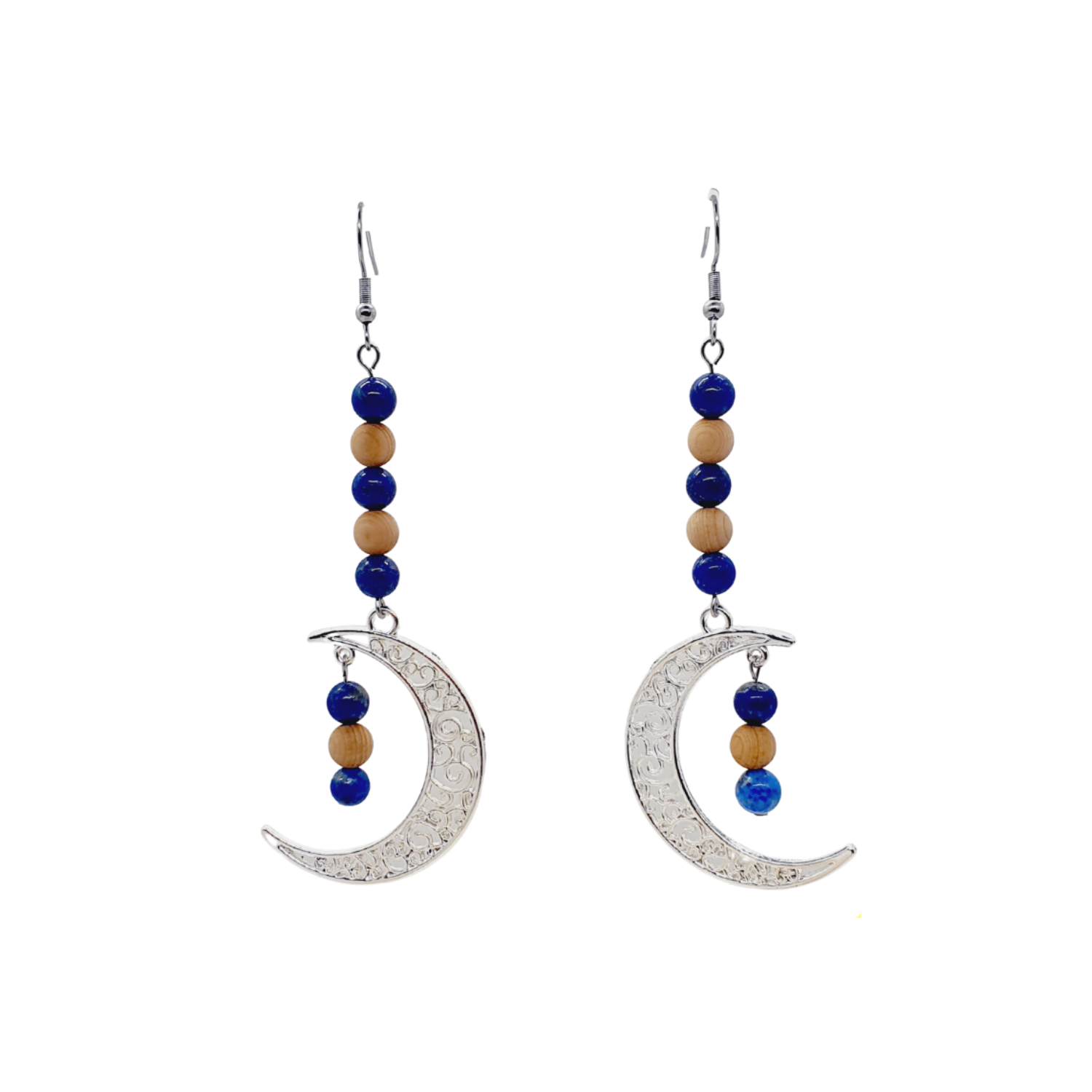 Boucles d&#39;Oreilles Lapis Lazuli et cèdre - 6 mm