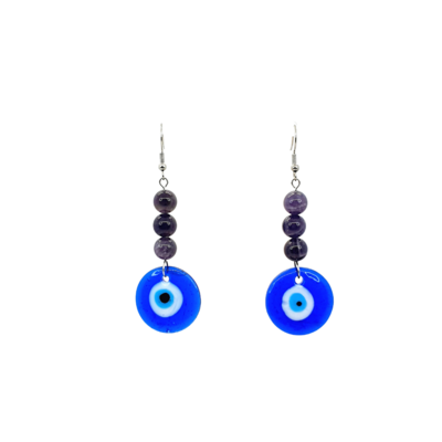 Boucles d&#39;Oreilles améthyste et œil turc, 8 mm