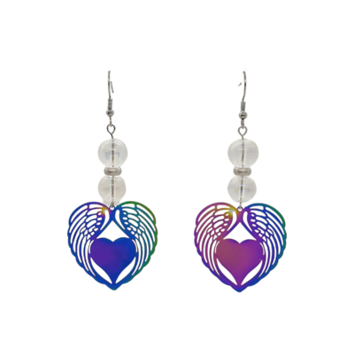 Boucles d&#39;Oreilles Cœur ailé - Angel Aura - 8mm