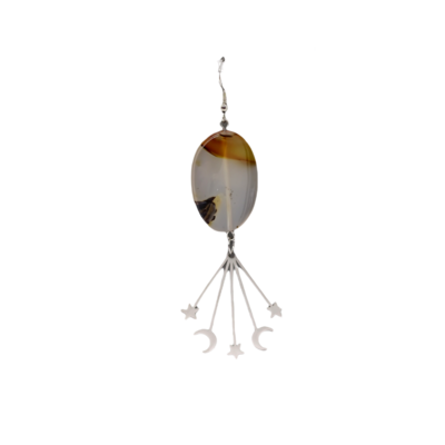 Boucles d'oreille - Agate Montana, pendentif étoiles et lunes