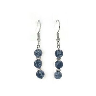 Boucles d&#39;Oreilles Obsidienne Flocon de Neige, 6 mm